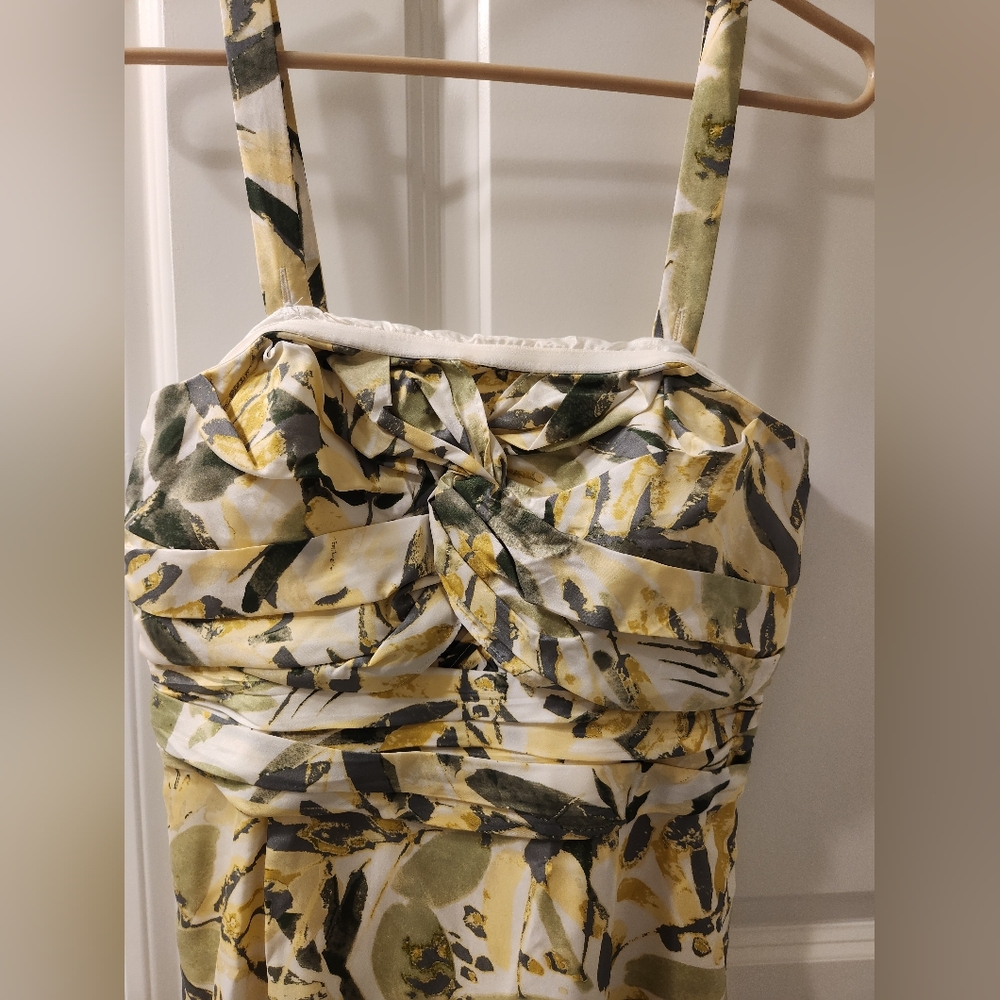 BR Yellow lined print dress w/detachable straps